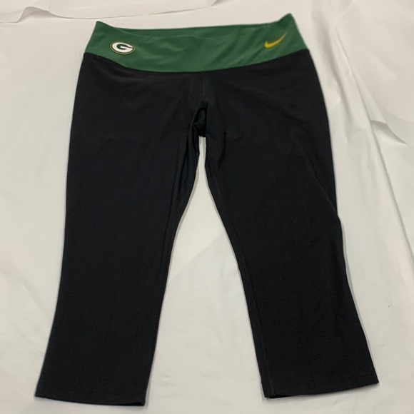Women Nike Dri-Fit NFL Team Apparel Green Black Green Bay Packers Leggings L - Picture 1 of 12